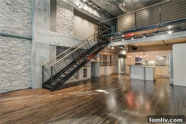 Kitchen and dining area of the Uptown Dallas loft