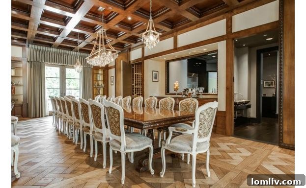 Formal Dining Room with Coffered Ceiling