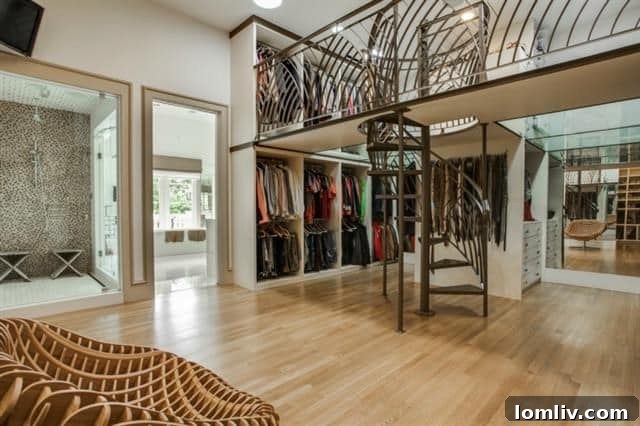 Two-Story Master Closet with Staircase