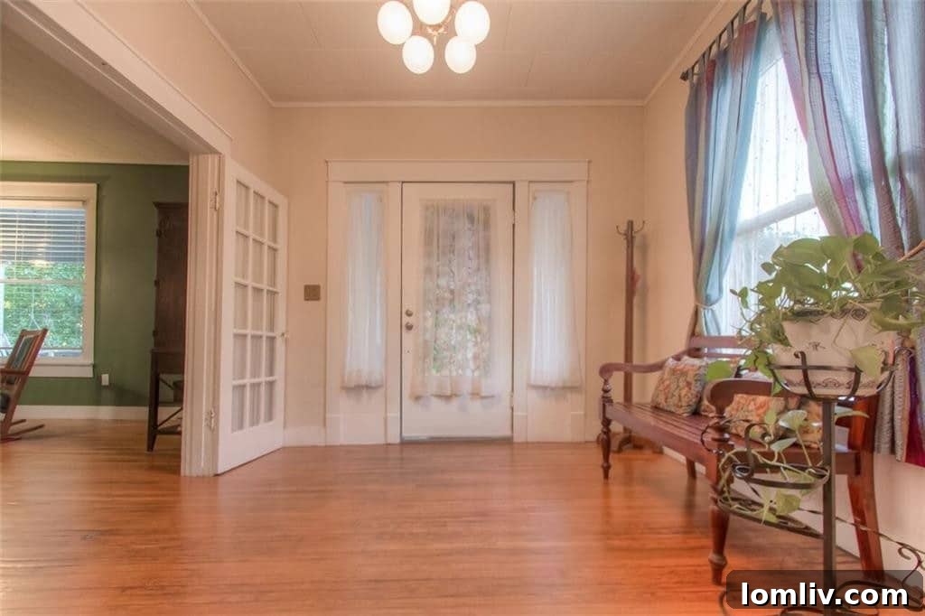 Detail of the front door and interior architectural elements