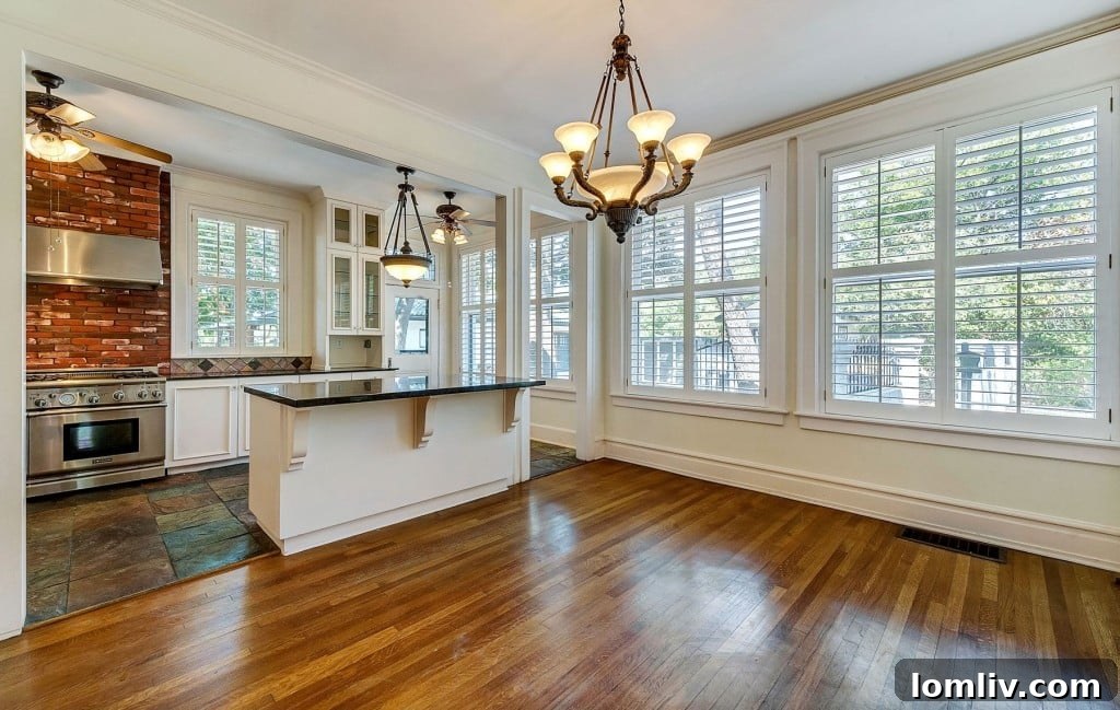 Mystical Allure of Mistletoe Heights Historic Villa 8 Bright Breakfast Nook with Views, Adjoining Updated Kitchen