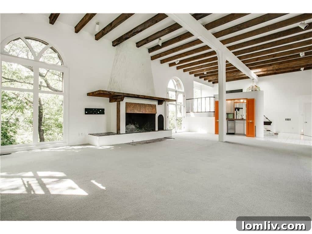 Expansive long view of the inviting living room at 8740 Canyon Drive