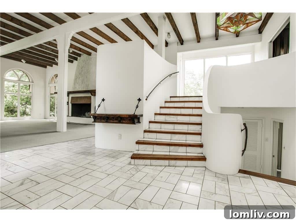 Detailed view of the exquisite staircase at 8740 Canyon Drive