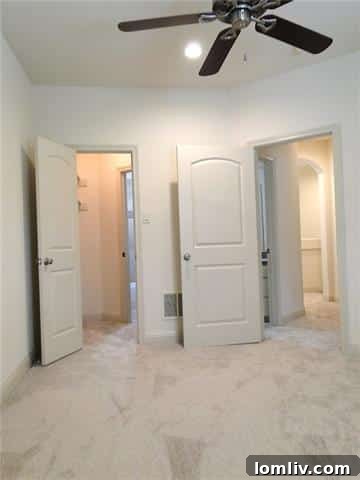 A narrow hallway with an excessive number of doors, highlighting poor architectural design