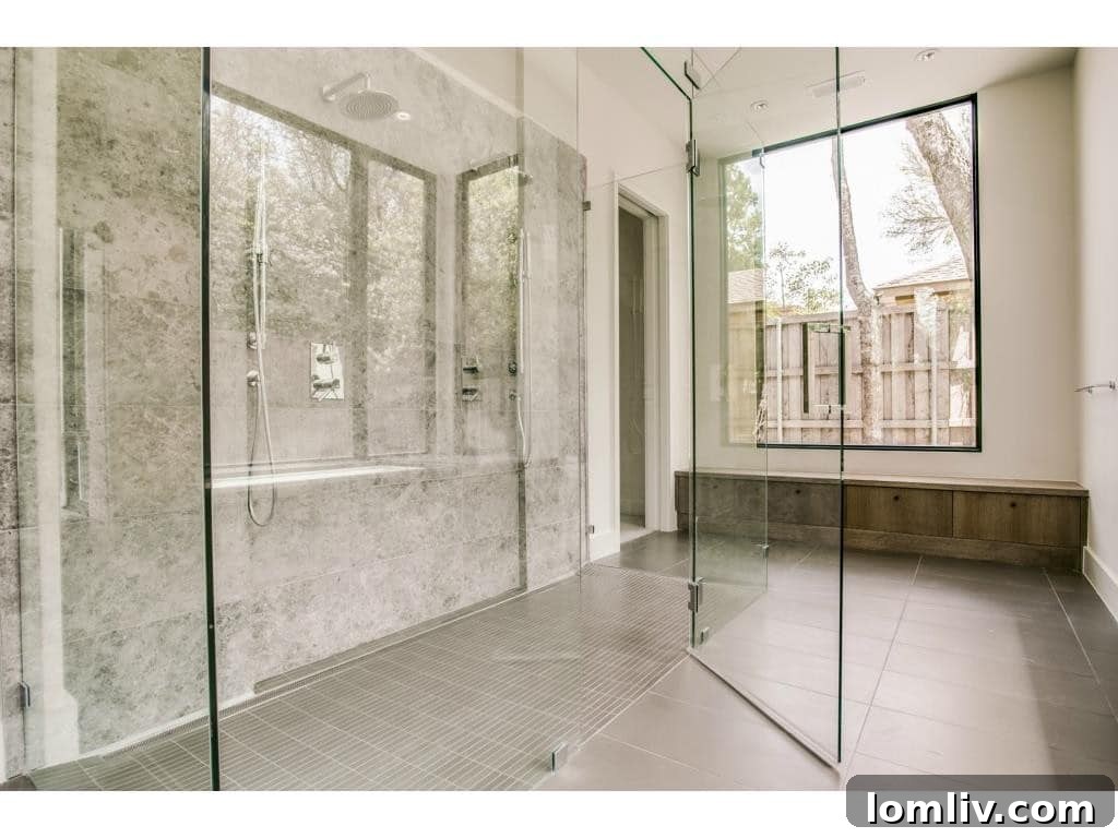 Luxurious master shower in Darren Woodson's home