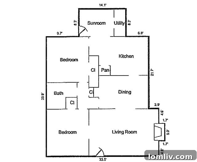 Floorplan sketch for 2606 Marvin Ave, highlighting layout in Kessler Plaza