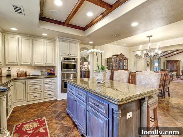 Detail of the rich dark oak parquet floors, enhancing the home's elegant appeal