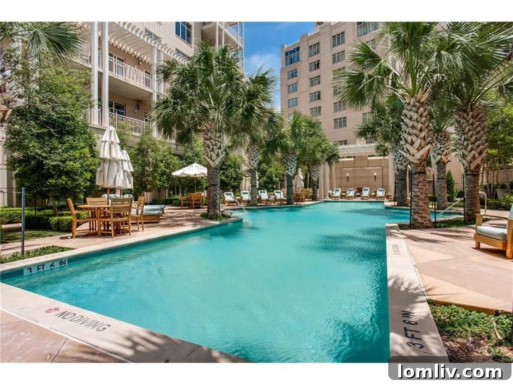 Stunning pool and amenities at The Residences at The Ritz Carlton, Dallas.