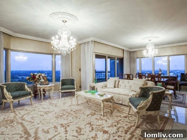 Luxurious high-rise unit at La Tour, Dallas, with stunning downtown skyline views.