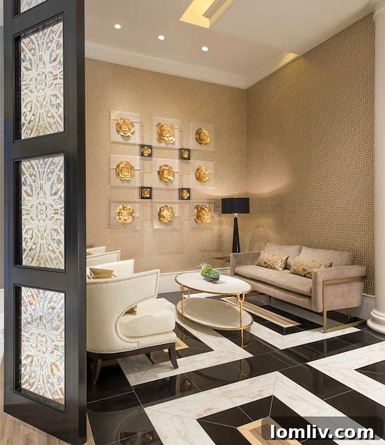 Cozy lobby sitting nook at The Stoneleigh Residences, featuring elegant design and comfortable seating. Photo by Dan Piassick.