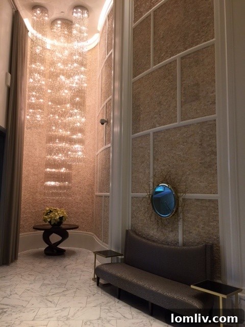 Detailed shot of The Stoneleigh Residences lobby, showcasing elegant design and luxurious finishes.