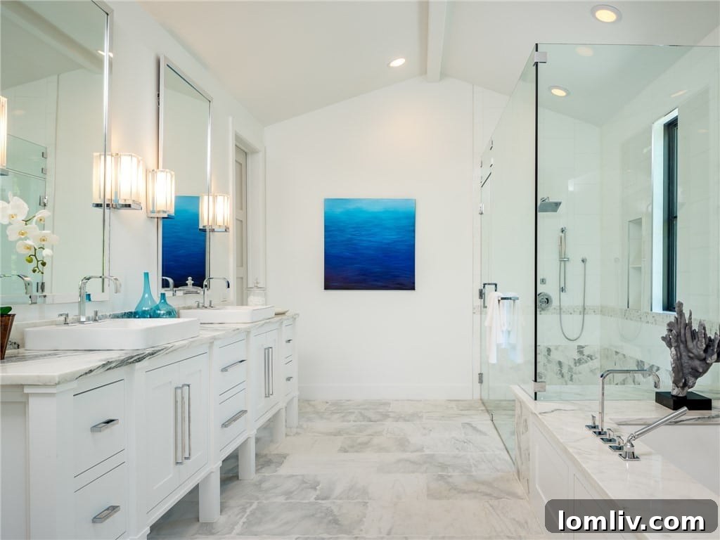 Spa-like master bathroom with freestanding vessel tub