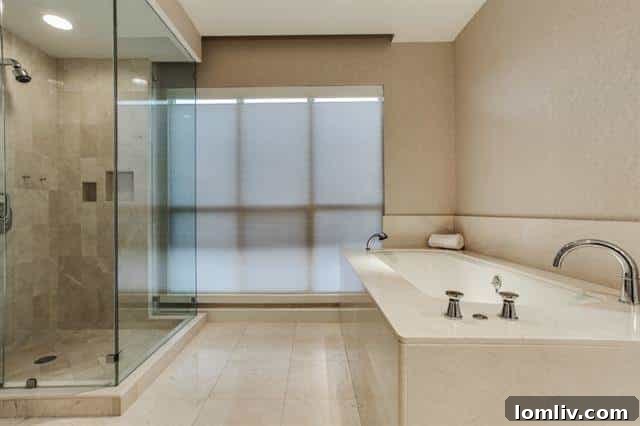 Spa-like Master Bathroom with Soaking Tub and Dual Vanities