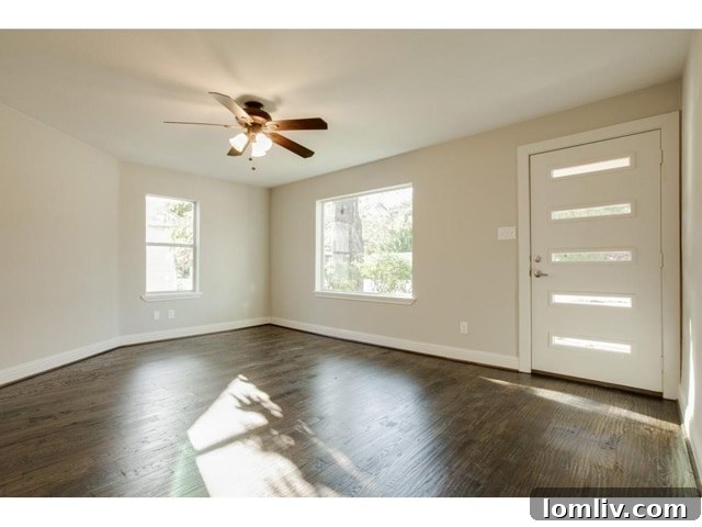 Spacious Living Room with Hardwood Floors, Oak Cliff Home