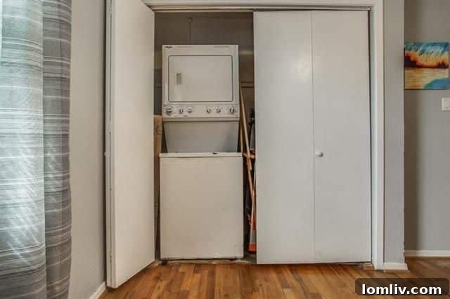 Convenient upstairs laundry closet, making household chores efficient and discreet.