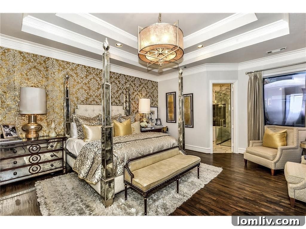 Serene master bedroom in Shay Geyer's Frisco house, a tranquil escape.