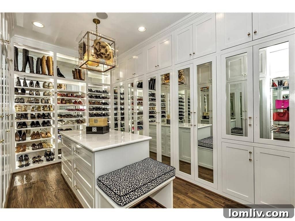 Spacious and organized master closet in Shay Geyer's luxury home.