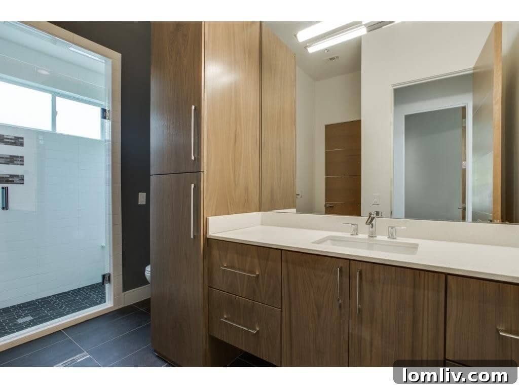 Spa-like Master Bathroom with Raised Window for Art and Modern Fixtures