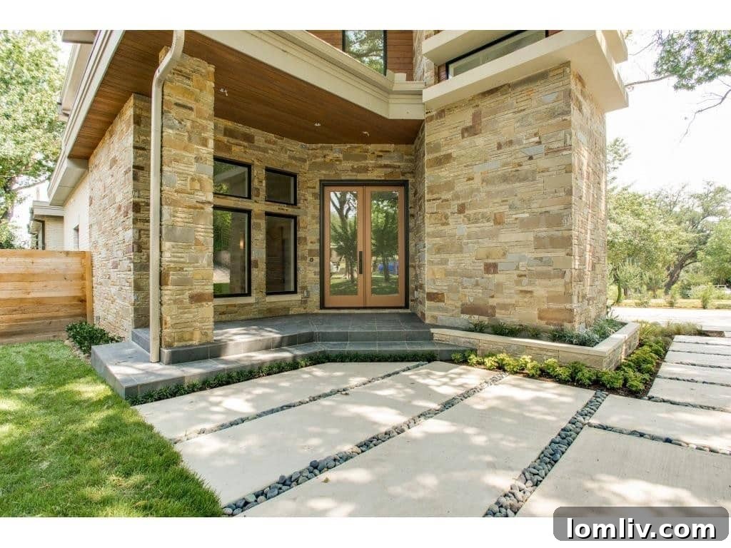 Grand Entrance and Custom Front Door of 7119 Shook - Modern Dallas Architecture