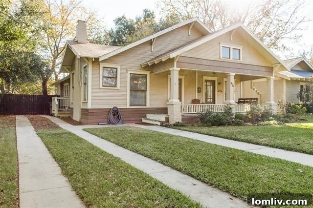 Front exterior of Winnetka Heights bungalow with garden
