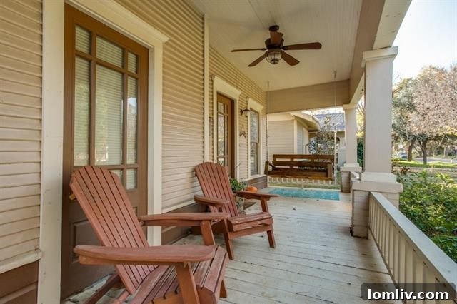 Welcoming front porch of a Dallas Craftsman home