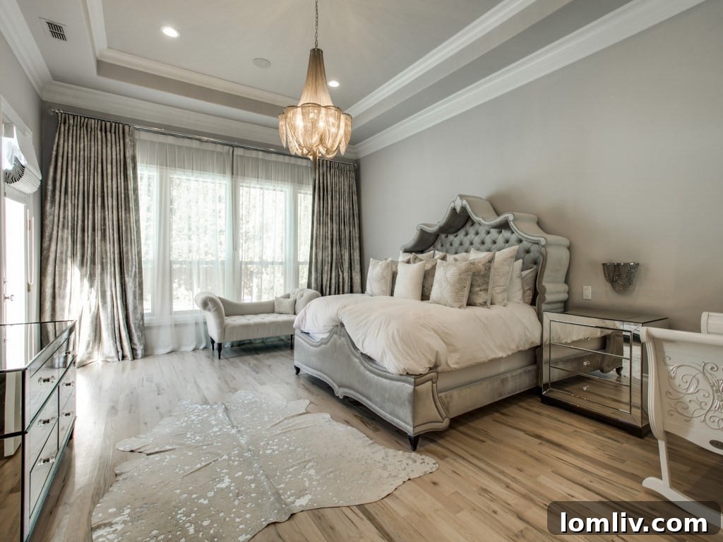 Luxurious master bedroom in Preston Hollow residence with elegant decor