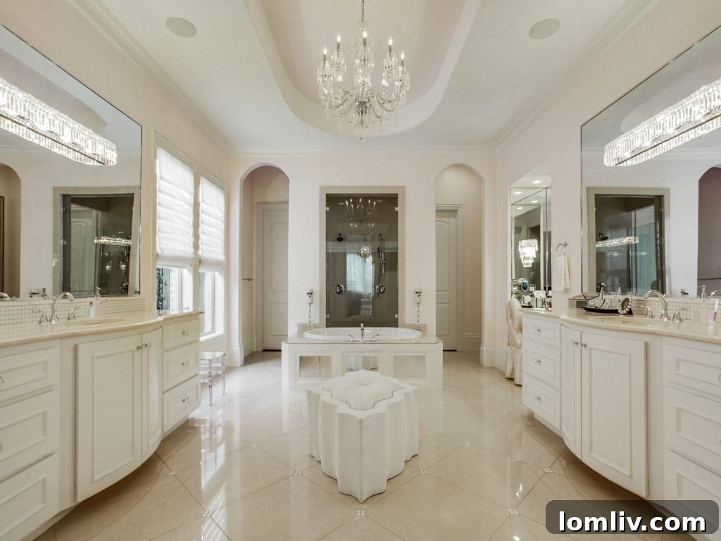 Luxury master bathroom with large, spectacular shower in a Dallas home
