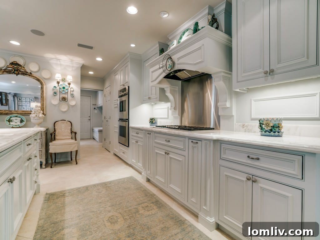 Detail of Kitchen with Stainless Steel Backsplash and Ample Counter Space