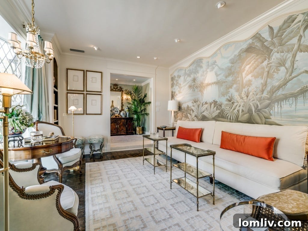 5330 Pebblebrook Drive Entryway with Thibaut Grasscloth Wallpaper