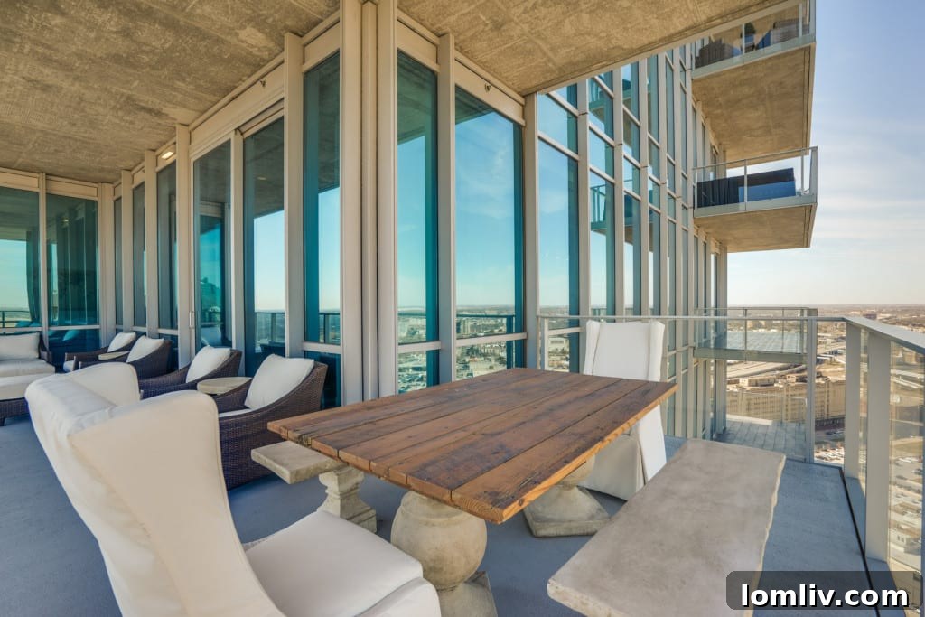 Modern gourmet kitchen with Viking appliances in luxury Fort Worth condo