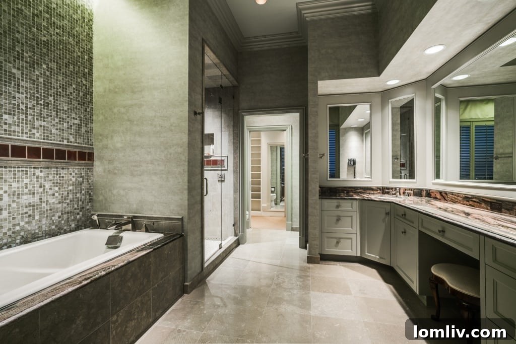 Claridge Rejoices Four R Style 11 Elegant 'hers' master bathroom in luxury Dallas condo
