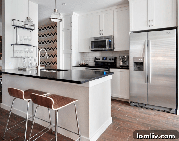 Detailed view of a stylish kitchen island with seating, perfect for entertaining in The Shelby Residences