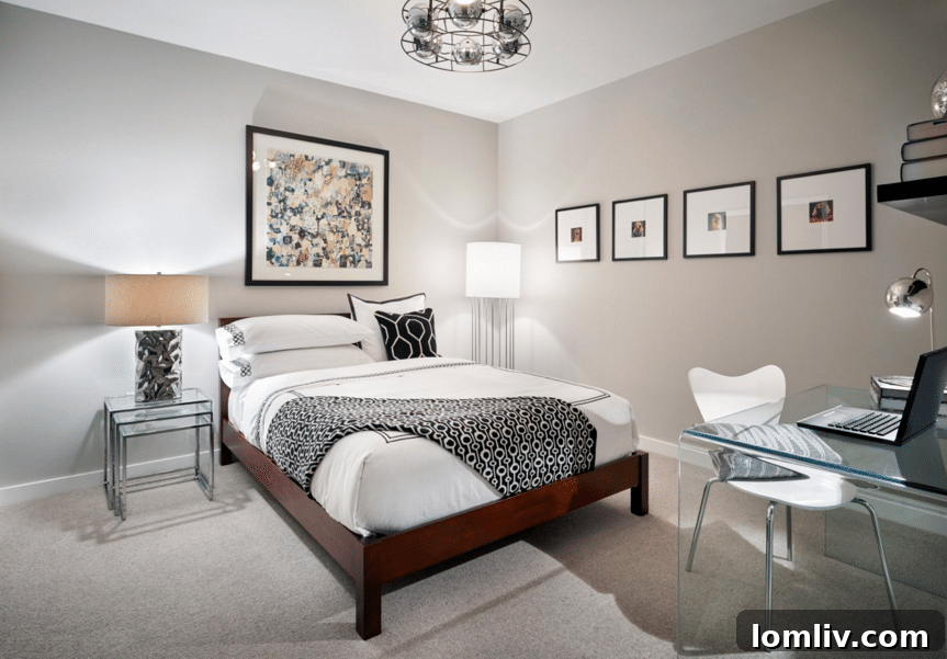 View of a beautifully staged bedroom showing modern comfort and design at The Shelby Residences