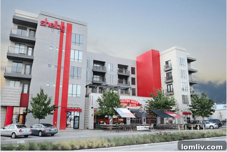 Interior view of a modern Shelby Residences living area with high ceilings and stylish decor