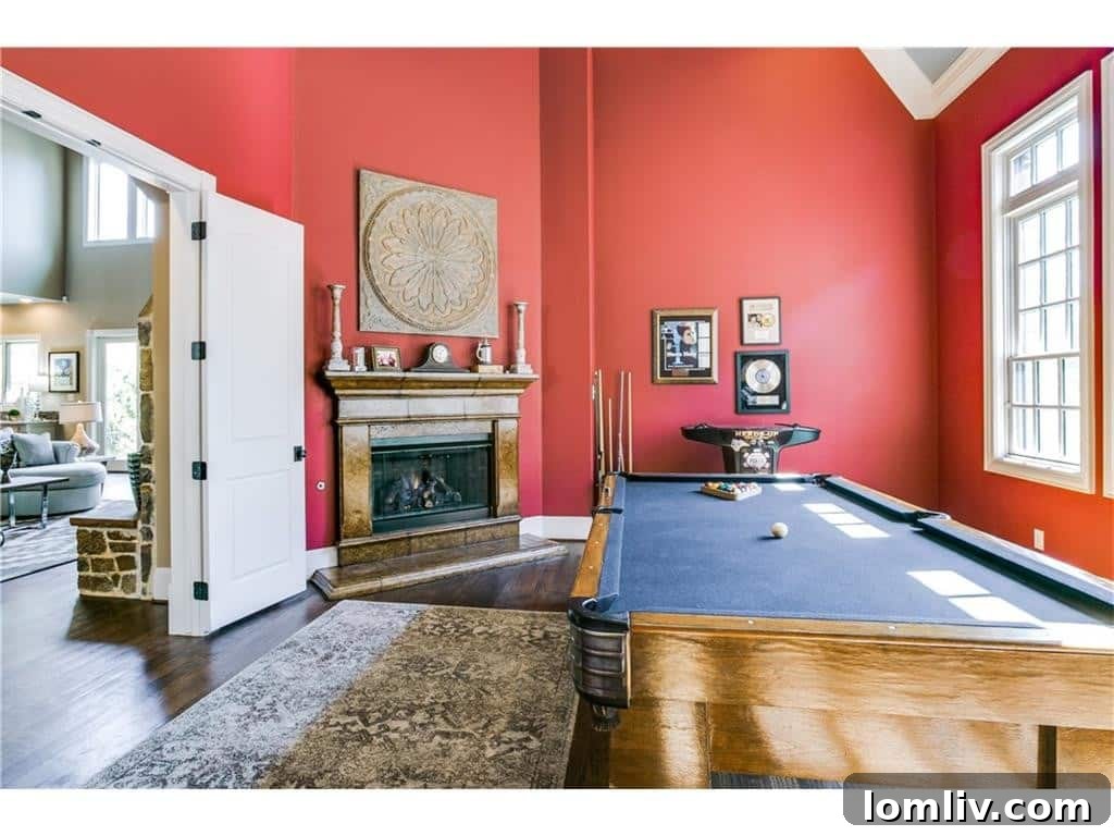 Spacious upstairs gameroom with large window