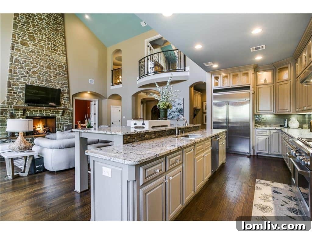 Gourmet kitchen with island and bar seating