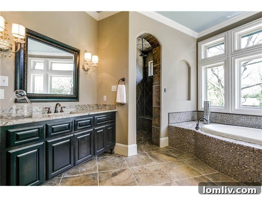 Luxurious master bath with soaking tub and separate shower
