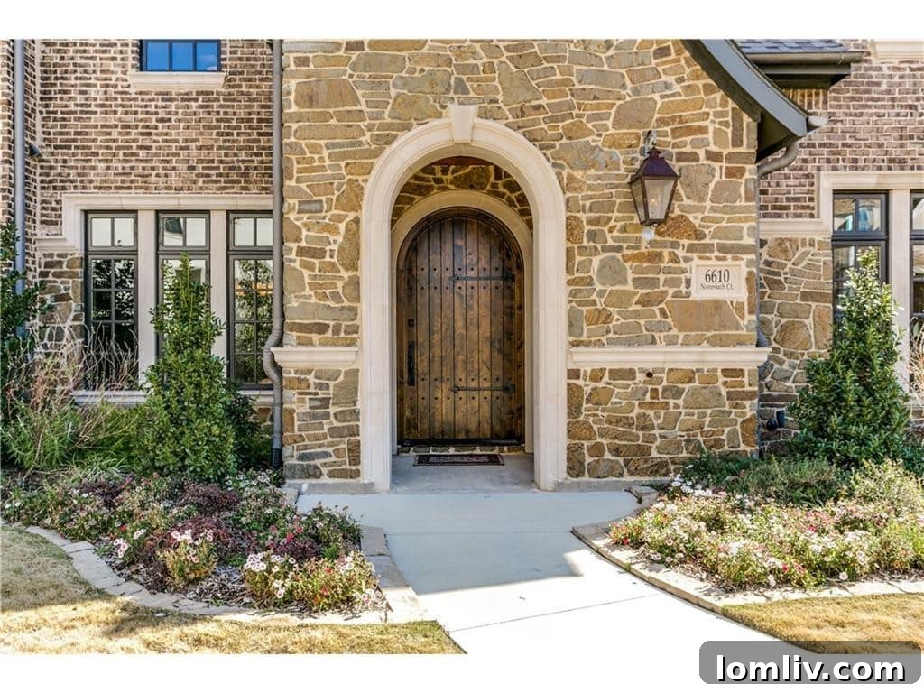 Elegant front door and entryway of the Nonesuch Place residence