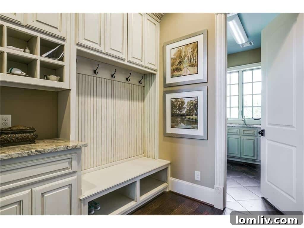 Practical mudroom entry with built-in lockers