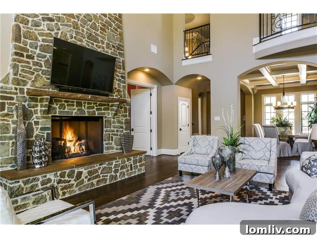 Inviting family room with a stone fireplace, perfect for gatherings