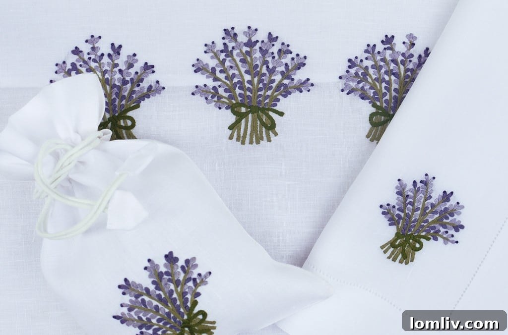 Lavender Embroidered Napkins and Place Settings