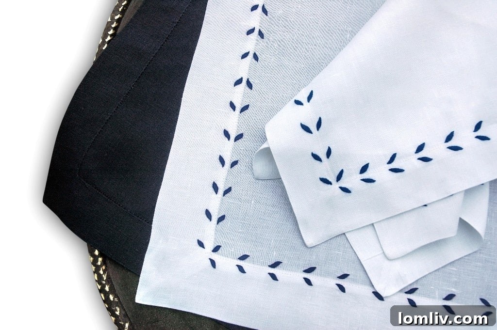 Marie Navy Blue Embroidered Tablecloth