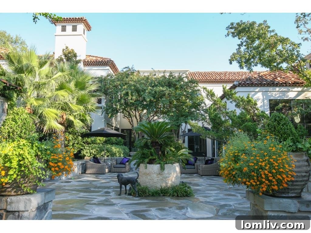 Aerial view showcasing the expansive grounds and luxury amenities of the estate