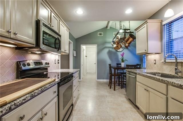 Detailed view of the brick fireplace in the family room