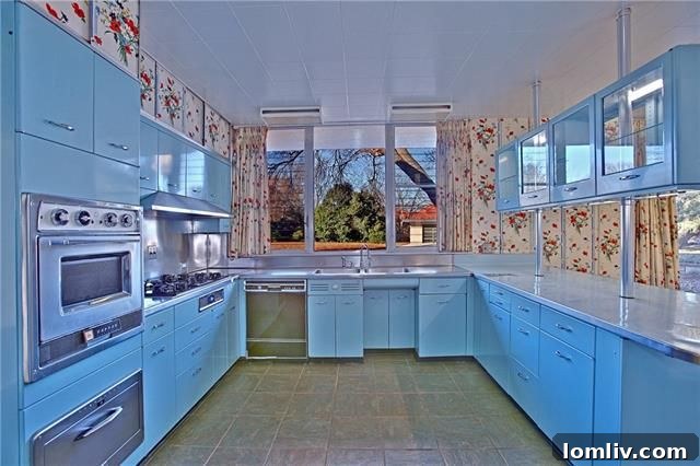 Detailed interior shot of the Mayrath House, showcasing the unique mid-century modern fixtures and untouched vintage appeal.