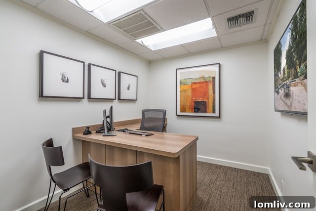 Another perspective of the modern office interior, emphasizing comfort, professional aesthetics, and inviting design