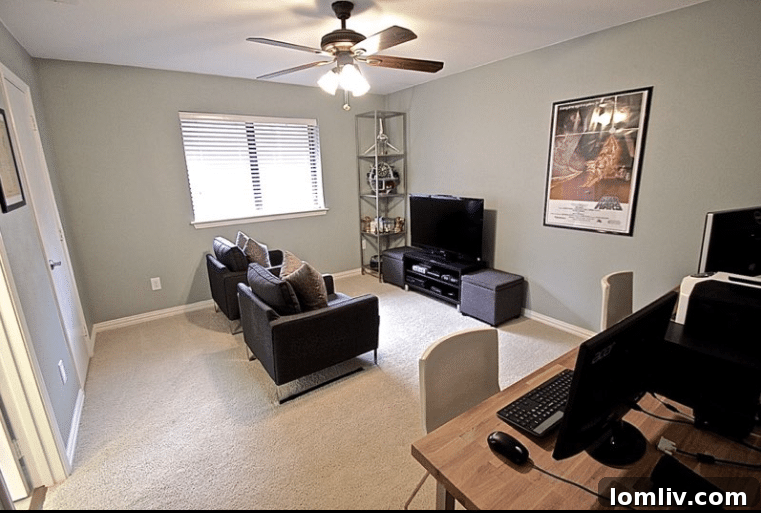 Kevin Twitty's Dream Reno Hits Market Wednesday 43 Guest bedroom with earthy blue-green walls and comfortable neutral furnishings.