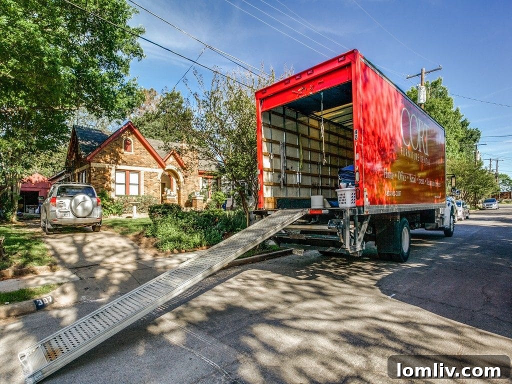 CORT Furniture Rental truck signals professional home staging in Dallas