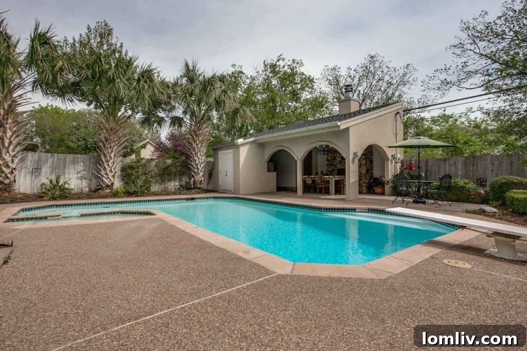 Historic Fort Worth Elizabeth Boulevard Villa: Grand Estate, Exceptional Value 12 Outdoor Pool and Entertainment Pavilion at Historic Fort Worth Estate