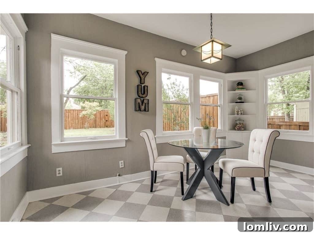 Dining room with built-in glass cabinetry and historic charm